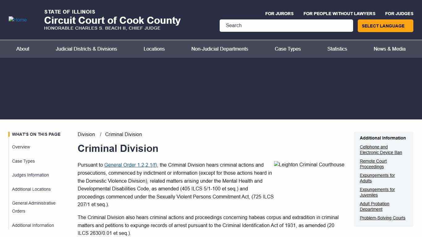Criminal Division Circuit Court of Cook County